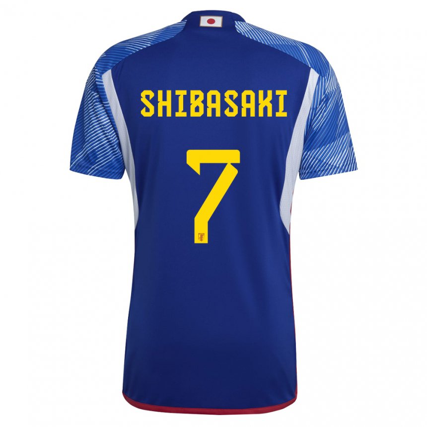 Kinder Japanische Gaku Shibasaki #7 Königsblau Heimtrikot Trikot 22-24 T-shirt
