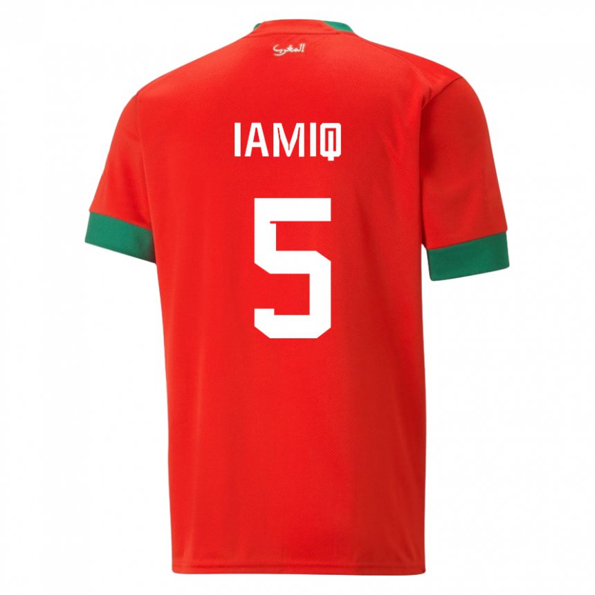 Kinder Marokkanische Jawad Iamiq #5 Rot Heimtrikot Trikot 22-24 T-shirt