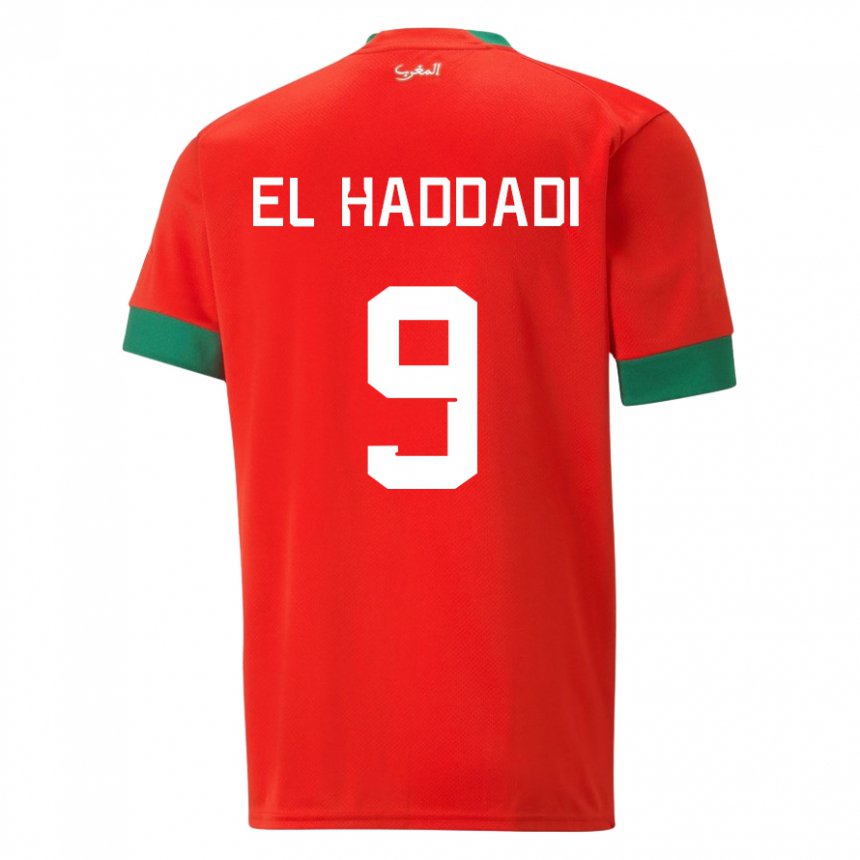 Kinder Marokkanische Munir El Haddadi #9 Rot Heimtrikot Trikot 22-24 T-shirt