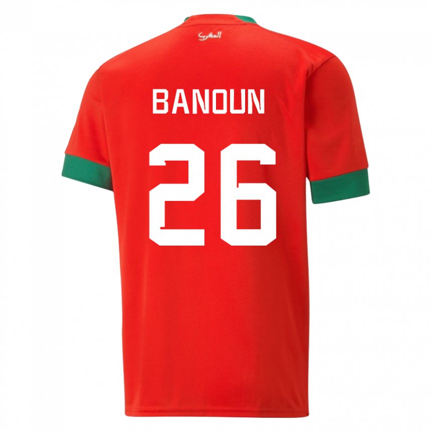 Kinder Marokkanische Badr Banoun #26 Rot Heimtrikot Trikot 22-24 T-shirt