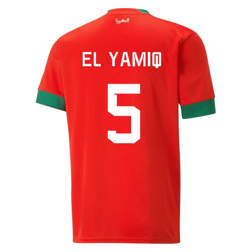 Kinder Marokkanische Jawad El Yamiq #5 Rot Heimtrikot Trikot 22-24 T-shirt