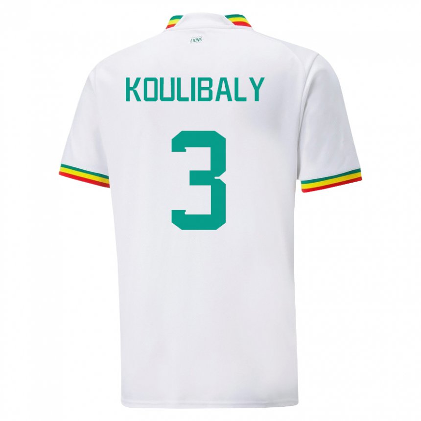 Kinder Senegalesische Kalidou Koulibaly #3 Weiß Heimtrikot Trikot 22-24 T-shirt