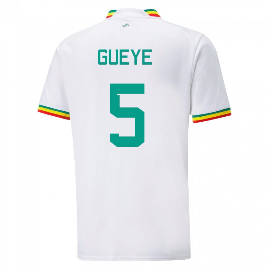 Kinder Senegalesische Idrissa Gueye #5 Weiß Heimtrikot Trikot 22-24 T-shirt