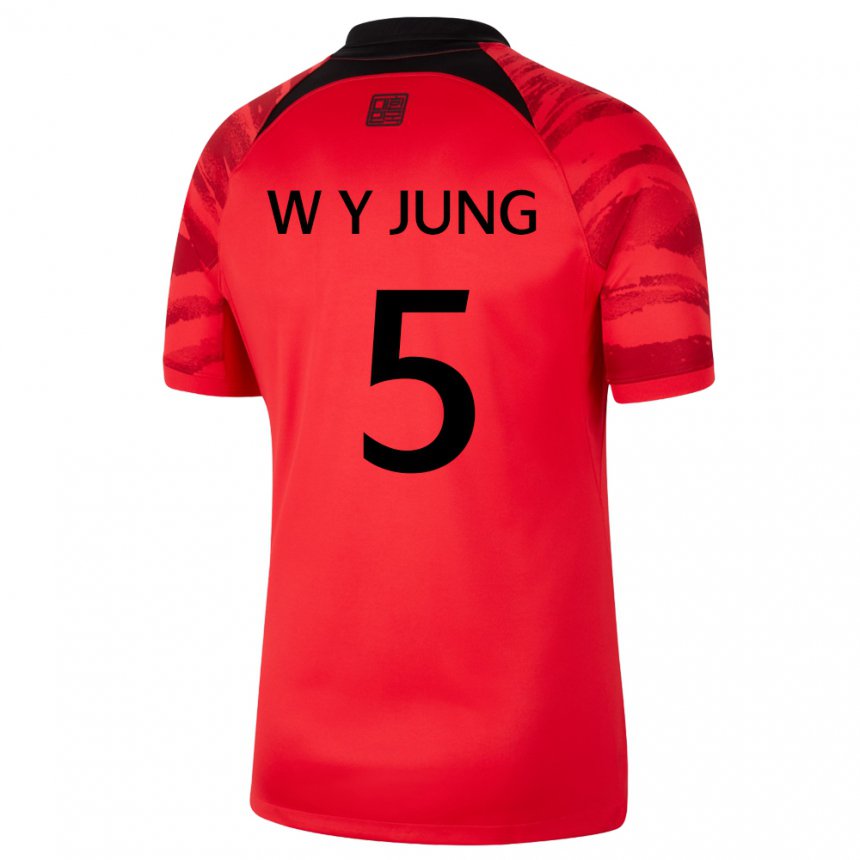 Kinder Südkoreanische Woo-young Jung #5 Rot Schwarz Heimtrikot Trikot 22-24 T-shirt