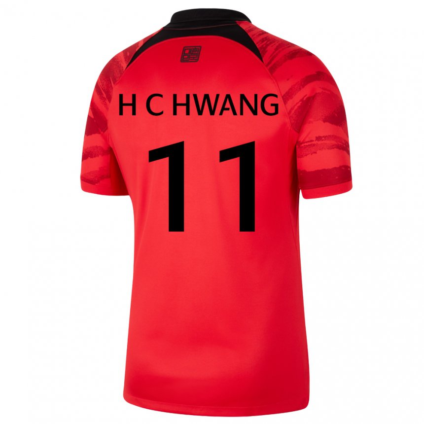 Kinder Südkoreanische Hee-chan Hwang #11 Rot Schwarz Heimtrikot Trikot 22-24 T-shirt