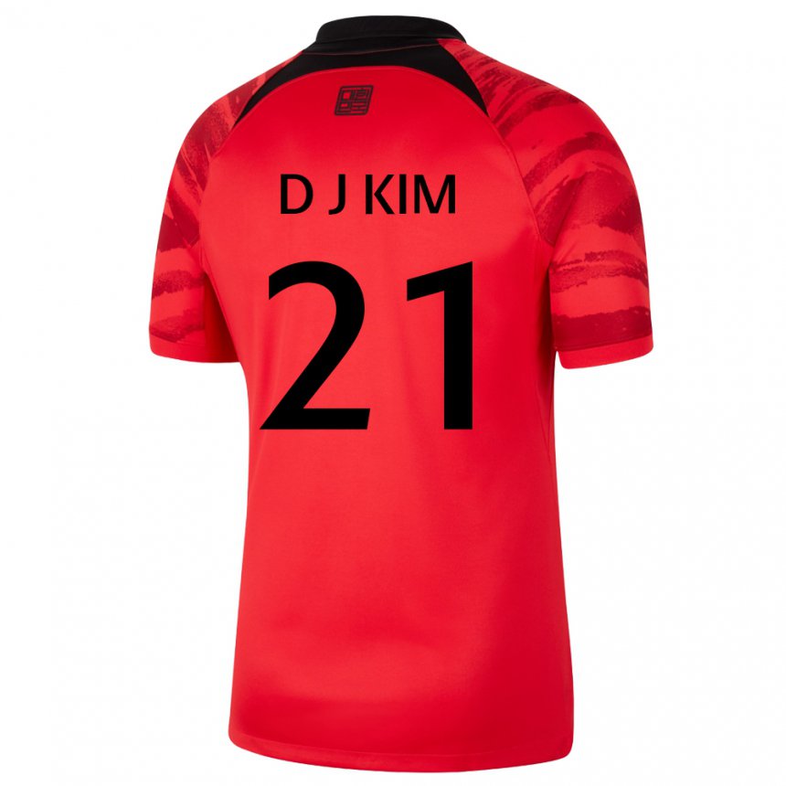 Kinder Südkoreanische Dong-jun Kim #21 Rot Schwarz Heimtrikot Trikot 22-24 T-shirt