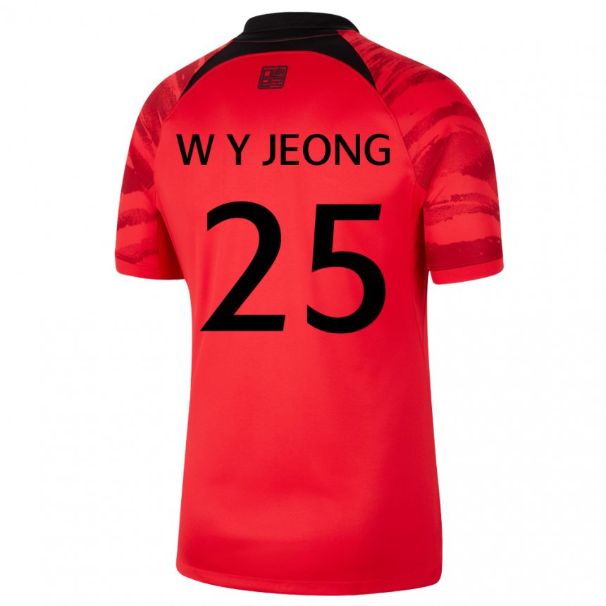 Kinder Südkoreanische Woo-yeong Jeong #25 Rot Schwarz Heimtrikot Trikot 22-24 T-shirt