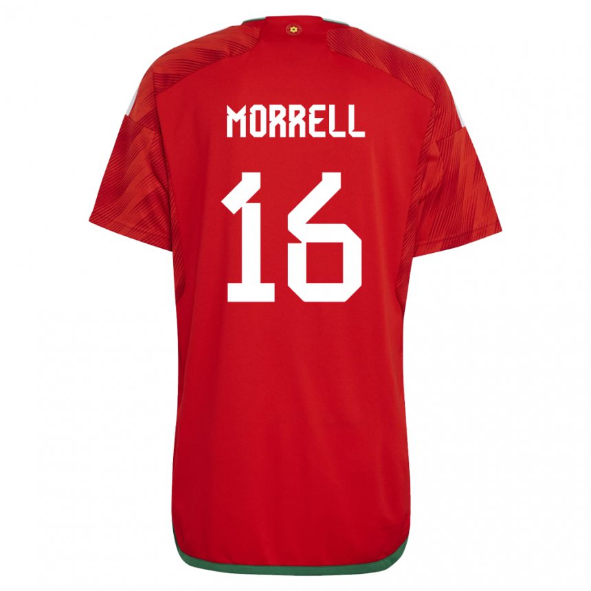 Kinder Walisische Joe Morrell #16 Rot Heimtrikot Trikot 22-24 T-shirt
