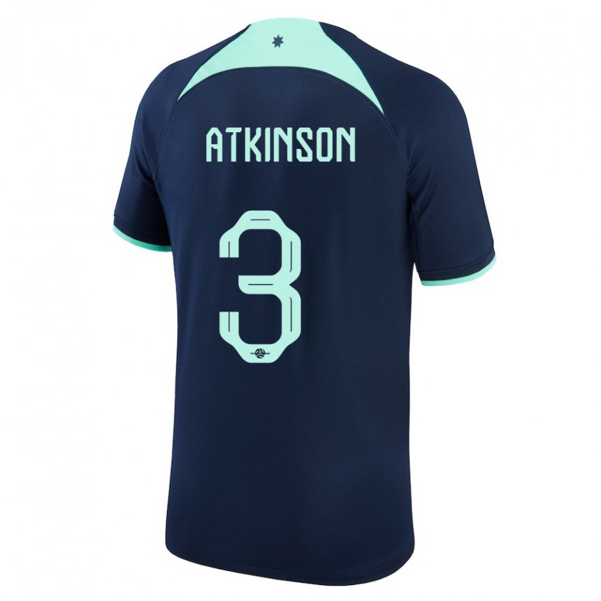 Kinder Australische Nathaniel Atkinson #3 Dunkelblau Auswärtstrikot Trikot 22-24 T-shirt