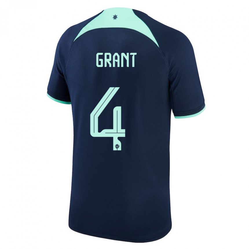 Kinder Australische Rhyan Grant #4 Dunkelblau Auswärtstrikot Trikot 22-24 T-shirt