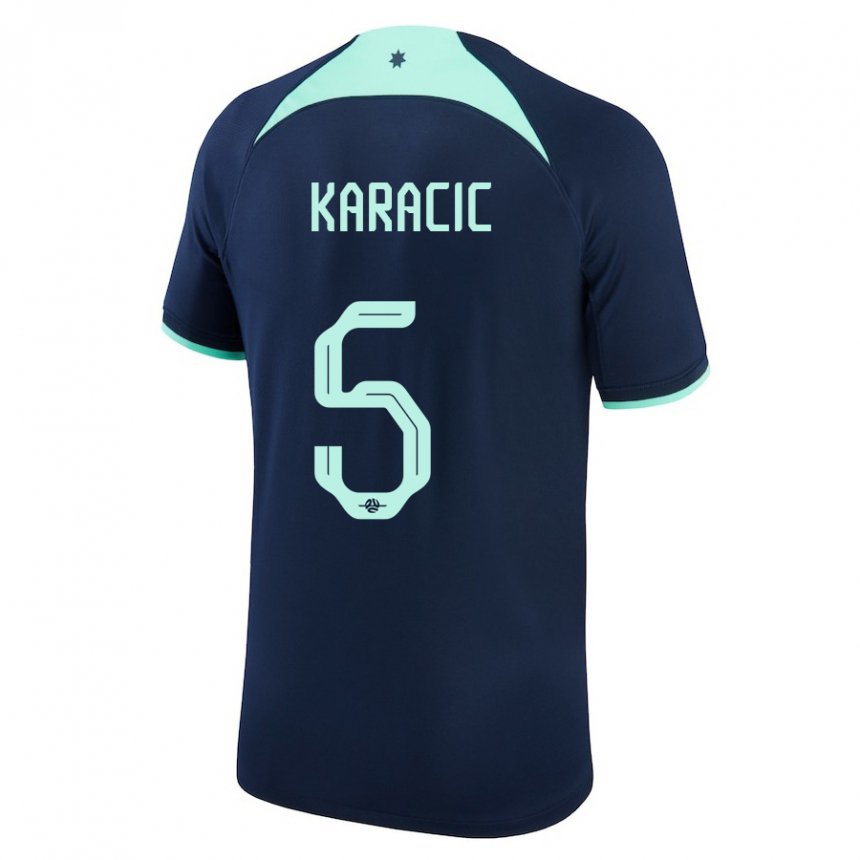 Kinder Australische Fran Karacic #5 Dunkelblau Auswärtstrikot Trikot 22-24 T-shirt