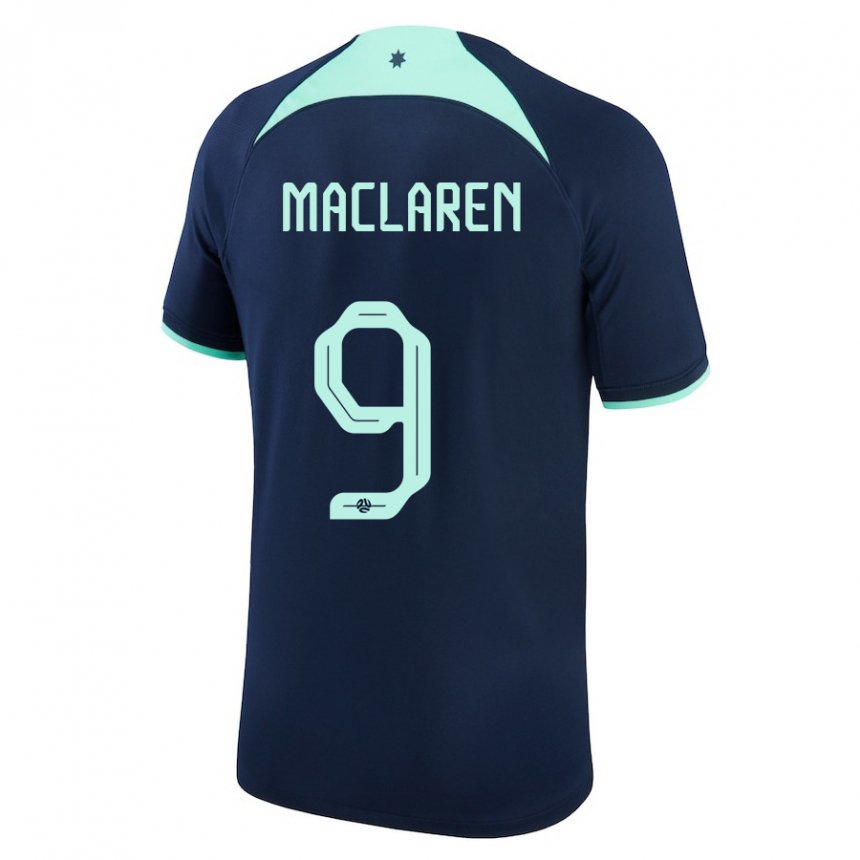 Kinder Australische Jamie Maclaren #9 Dunkelblau Auswärtstrikot Trikot 22-24 T-shirt