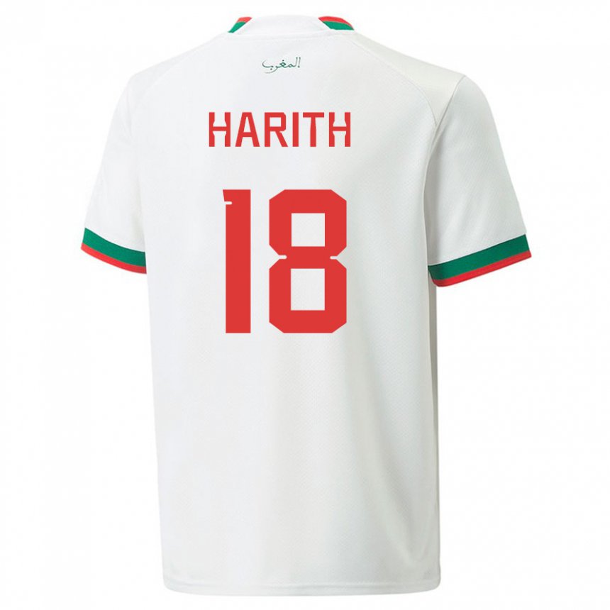 Kinder Marokkanische Amine Harith #18 Weiß Auswärtstrikot Trikot 22-24 T-shirt