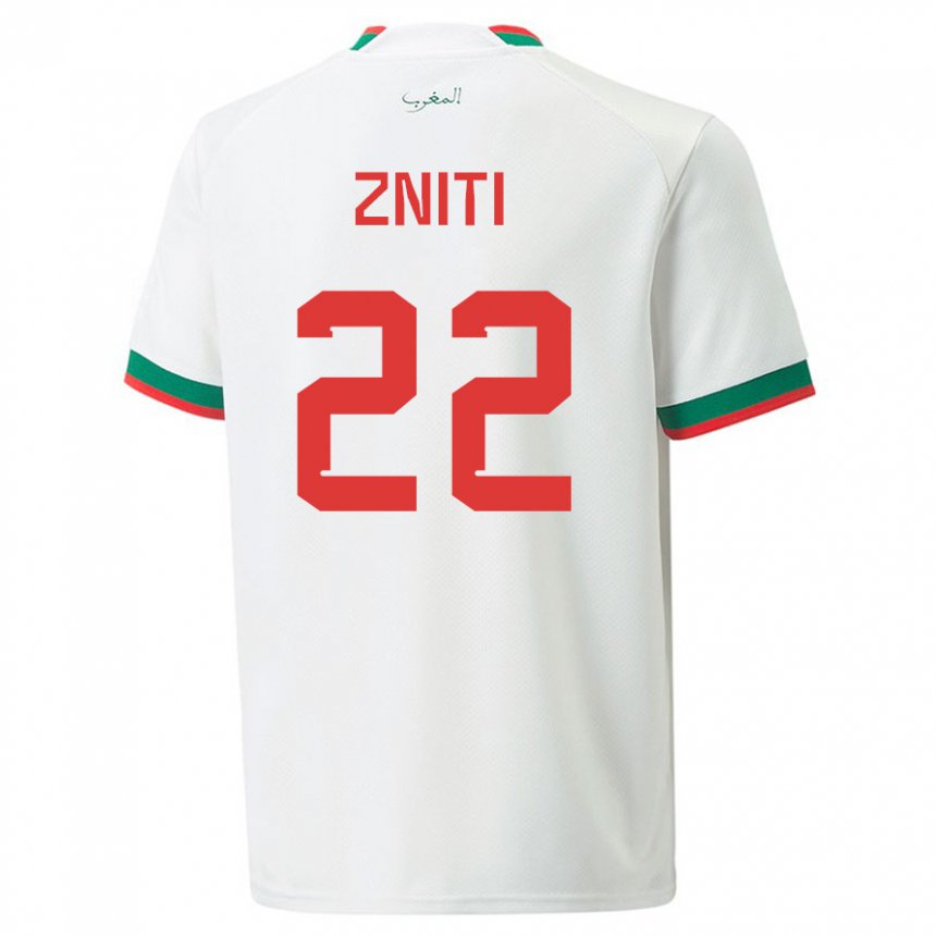 Kinder Marokkanische Anas Zniti #22 Weiß Auswärtstrikot Trikot 22-24 T-shirt