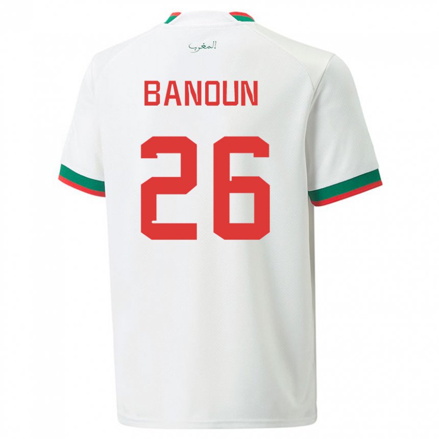 Kinder Marokkanische Badr Banoun #26 Weiß Auswärtstrikot Trikot 22-24 T-shirt
