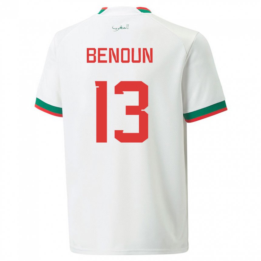 Kinder Marokkanische Badr Benoun #13 Weiß Auswärtstrikot Trikot 22-24 T-shirt