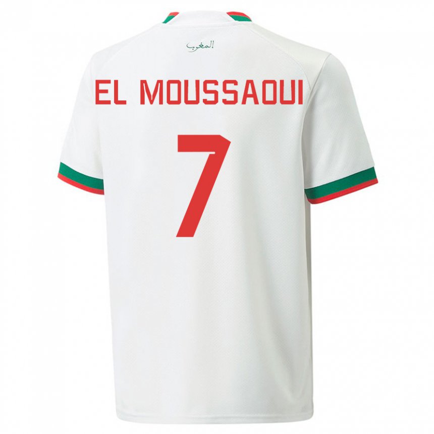 Kinder Marokkanische Hamza El Moussaoui #7 Weiß Auswärtstrikot Trikot 22-24 T-shirt