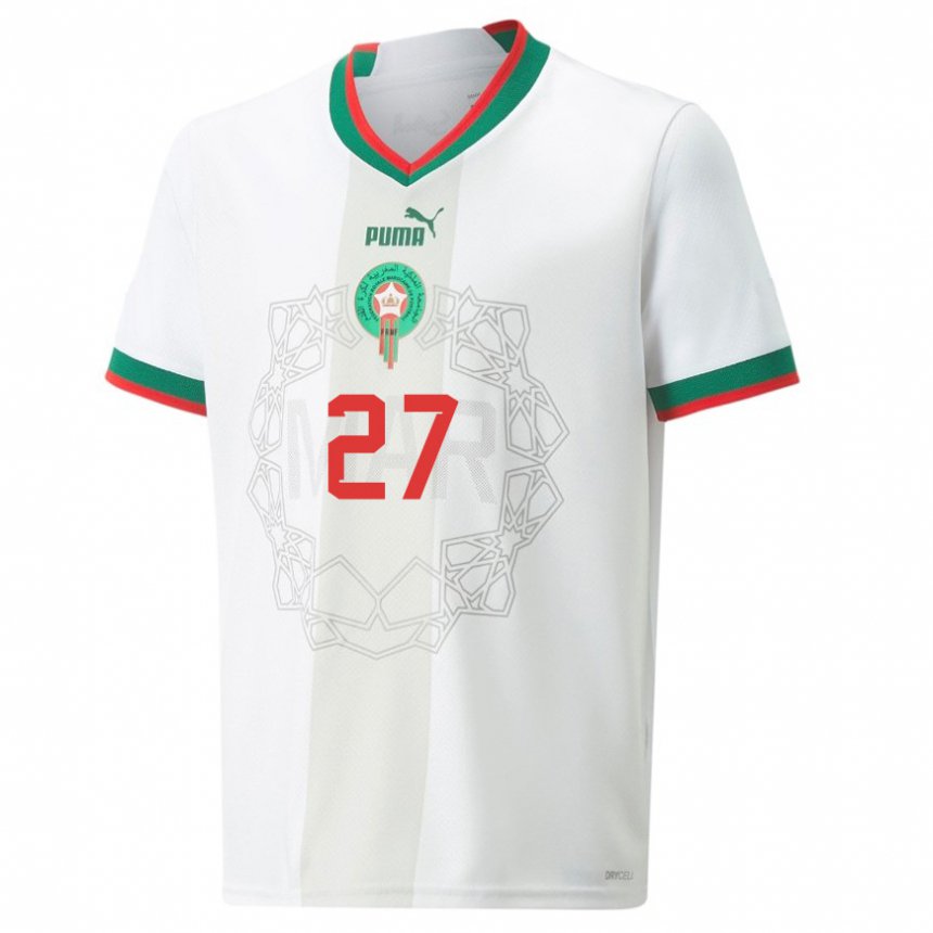 Kinder Marokkanische Soufiane Rahimi #27 Weiß Auswärtstrikot Trikot 22-24 T-shirt