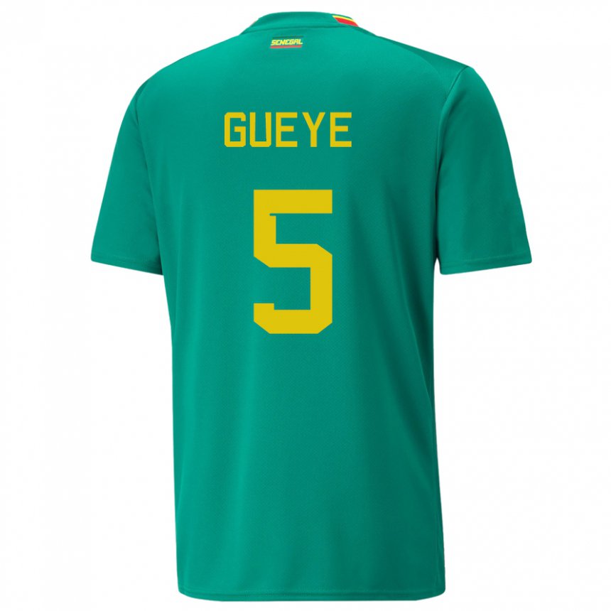 Kinder Senegalesische Idrissa Gueye #5 Grün Auswärtstrikot Trikot 22-24 T-shirt