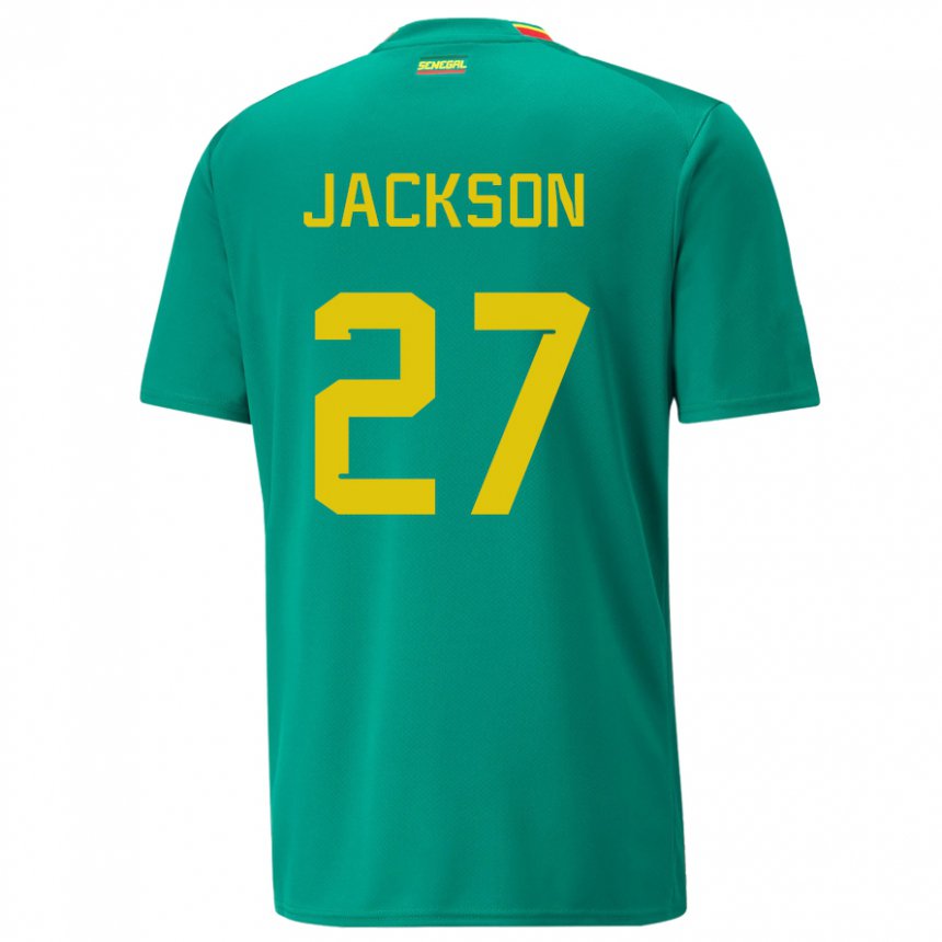 Kinder Senegalesische Nicolas Jackson #27 Grün Auswärtstrikot Trikot 22-24 T-shirt