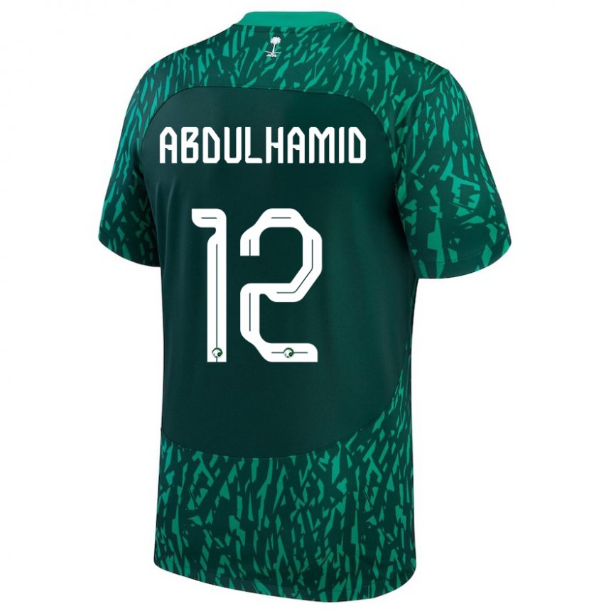 Kinder Saudi-arabische Saud Abdulhamid #12 Dunkelgrün Auswärtstrikot Trikot 22-24 T-shirt
