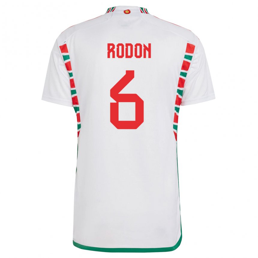 Kinder Walisische Joe Rodon #6 Weiß Auswärtstrikot Trikot 22-24 T-shirt