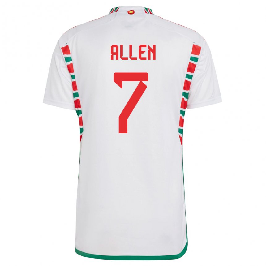 Kinder Walisische Joe Allen #7 Weiß Auswärtstrikot Trikot 22-24 T-shirt