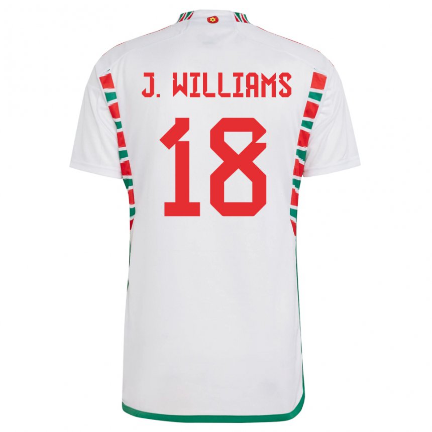 Kinder Walisische Jonathan Williams #18 Weiß Auswärtstrikot Trikot 22-24 T-shirt
