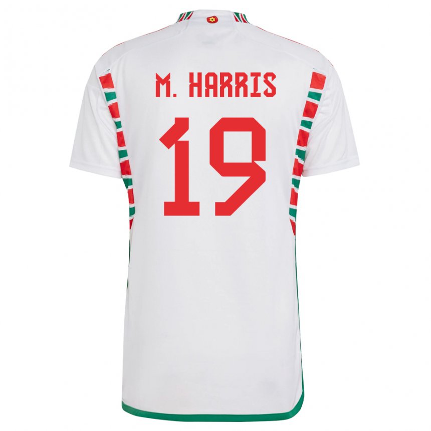 Kinder Walisische Mark Harris #19 Weiß Auswärtstrikot Trikot 22-24 T-shirt