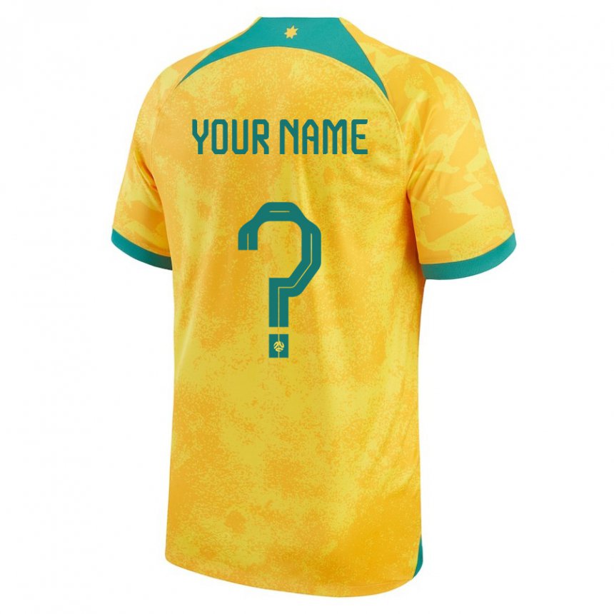 Herren Australische Ihren Namen #0 Gold Heimtrikot Trikot 22-24 T-shirt