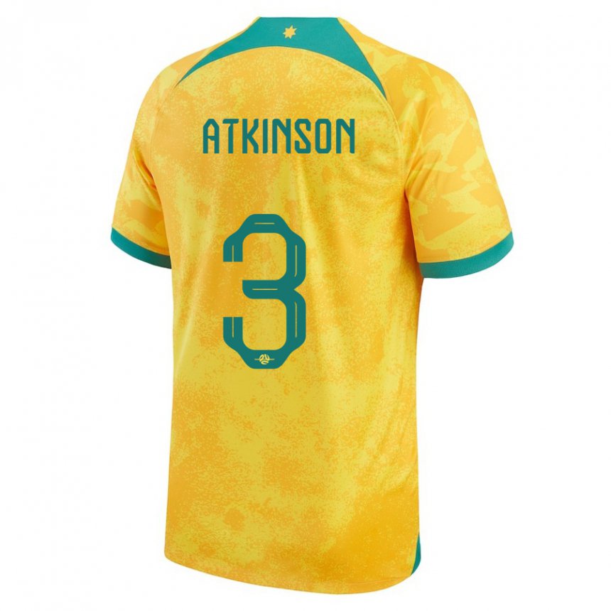 Herren Australische Nathaniel Atkinson #3 Gold Heimtrikot Trikot 22-24 T-shirt
