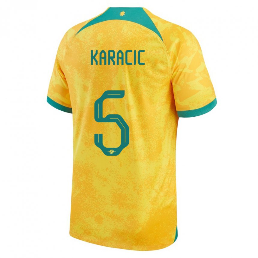 Herren Australische Fran Karacic #5 Gold Heimtrikot Trikot 22-24 T-shirt