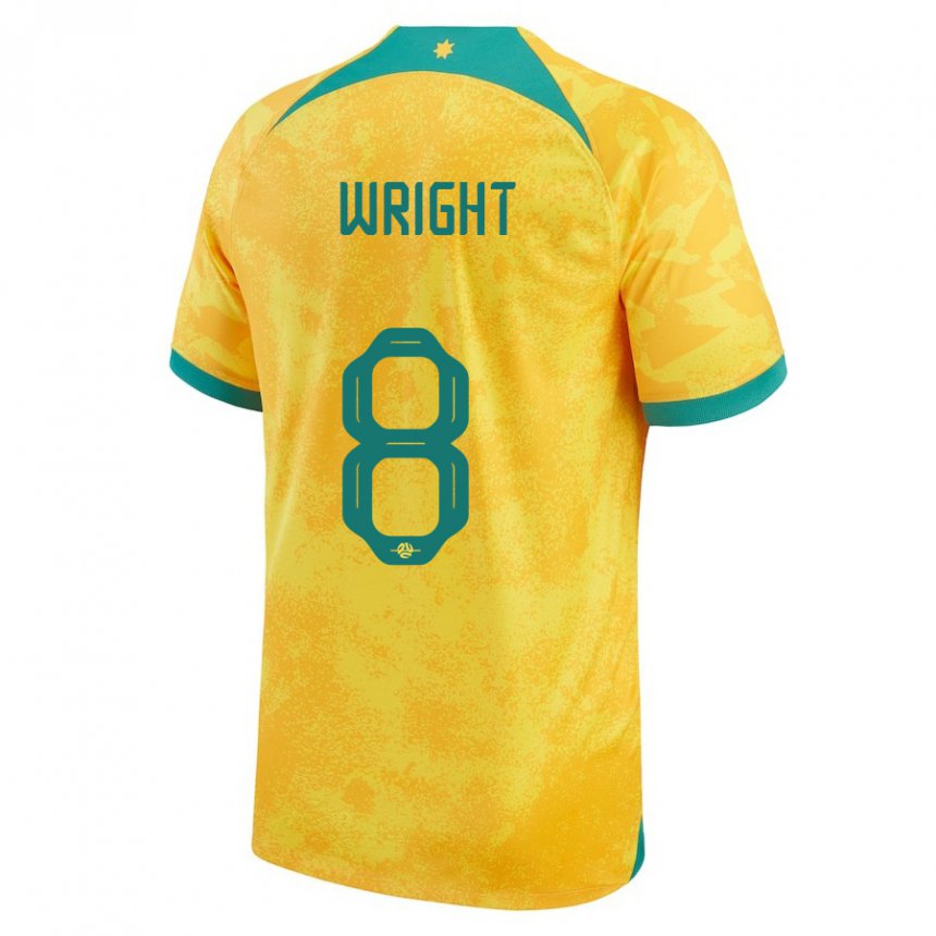 Herren Australische Bailey Wright #8 Gold Heimtrikot Trikot 22-24 T-shirt