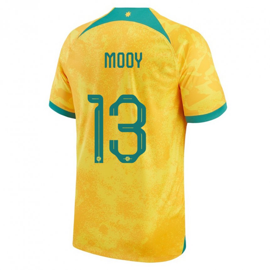 Herren Australische Aaron Mooy #13 Gold Heimtrikot Trikot 22-24 T-shirt