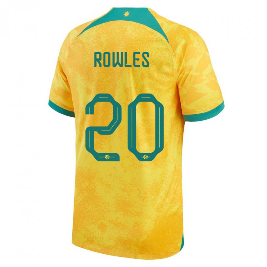 Herren Australische Kye Rowles #20 Gold Heimtrikot Trikot 22-24 T-shirt