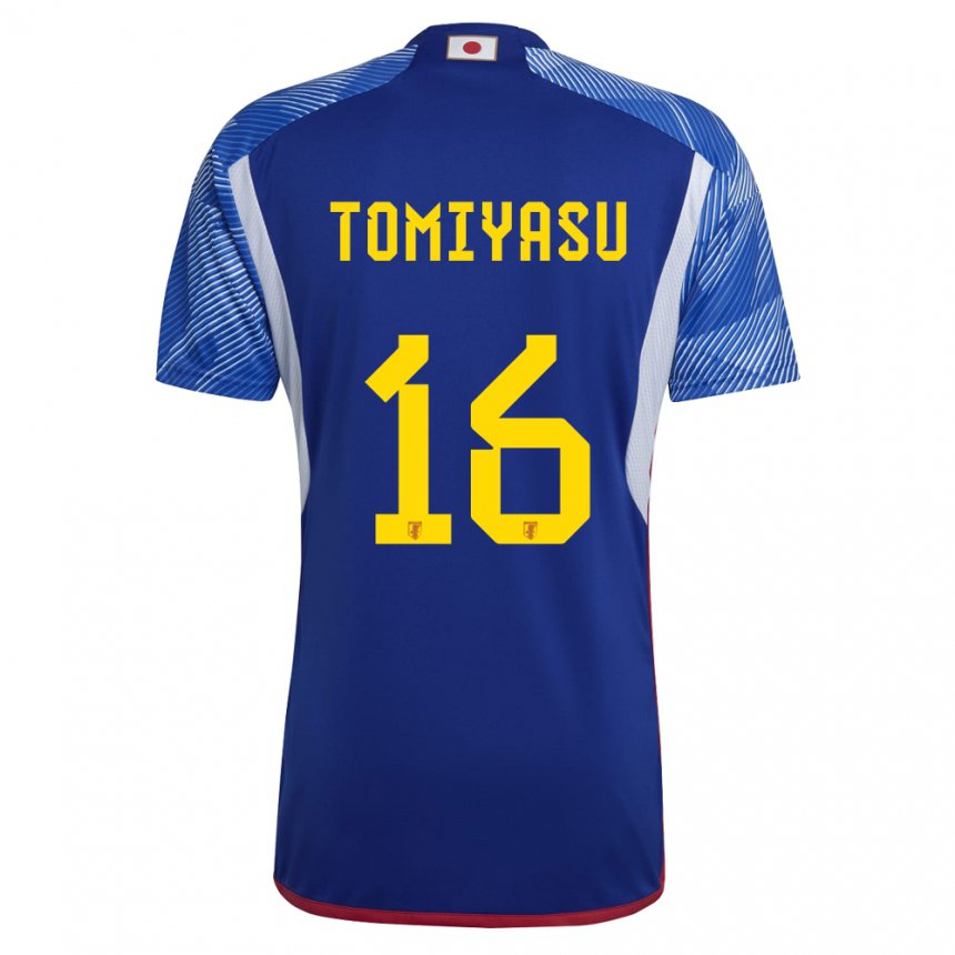 Herren Japanische Takehiro Tomiyasu #16 Königsblau Heimtrikot Trikot 22-24 T-shirt