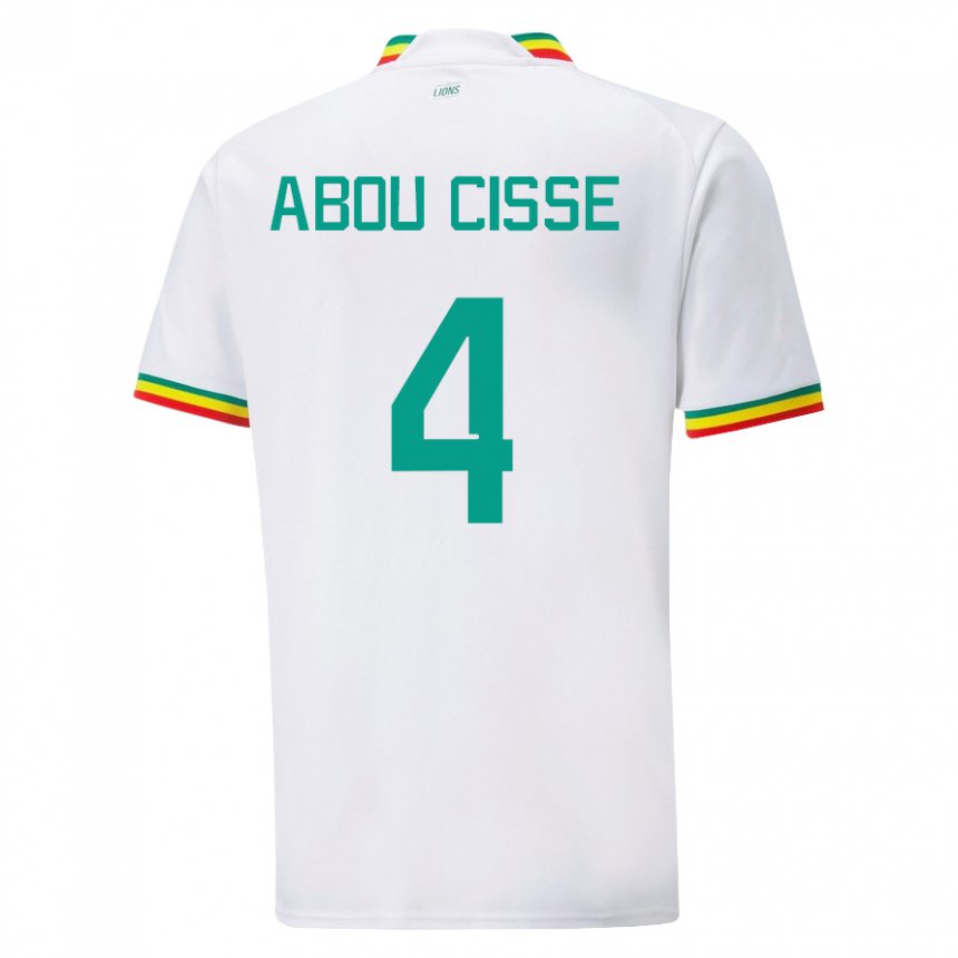 Herren Senegalesische Pape Abou Cisse #4 Weiß Heimtrikot Trikot 22-24 T-shirt