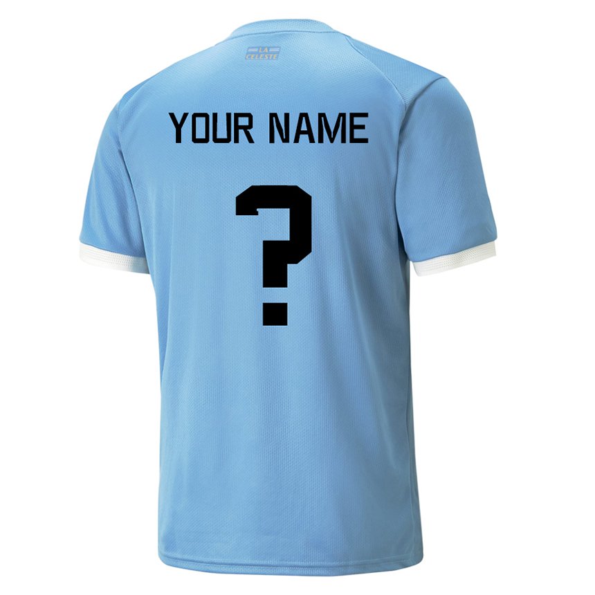 Herren Uruguayische Ihren Namen #0 Blau Heimtrikot Trikot 22-24 T-shirt