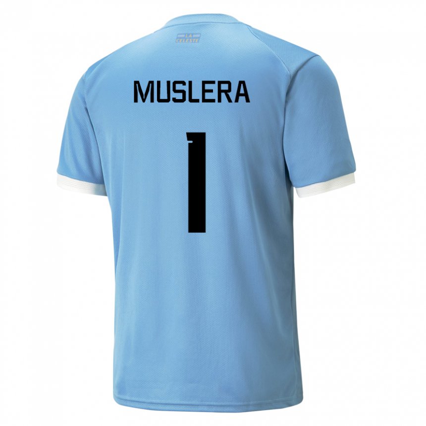 Herren Uruguayische Fernando Muslera #1 Blau Heimtrikot Trikot 22-24 T-shirt