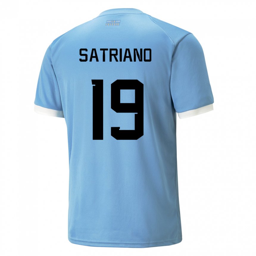 Herren Uruguayische Martin Satriano #19 Blau Heimtrikot Trikot 22-24 T-shirt