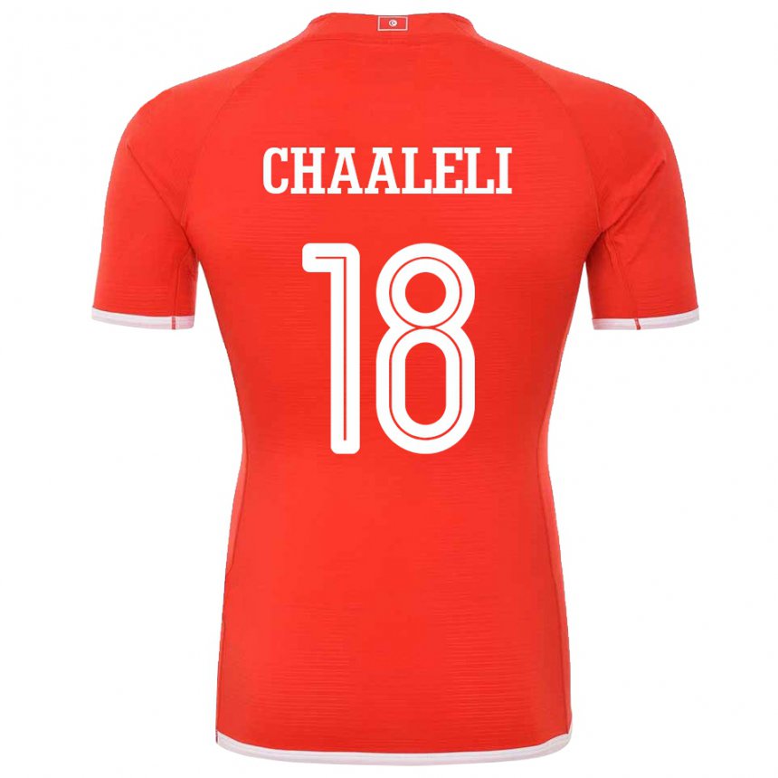 Herren Tunesische Ghaliene Chaaleli #18 Rot Heimtrikot Trikot 22-24 T-shirt