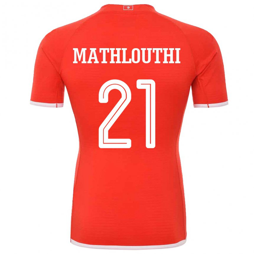 Herren Tunesische Hamza Mathlouthi #21 Rot Heimtrikot Trikot 22-24 T-shirt