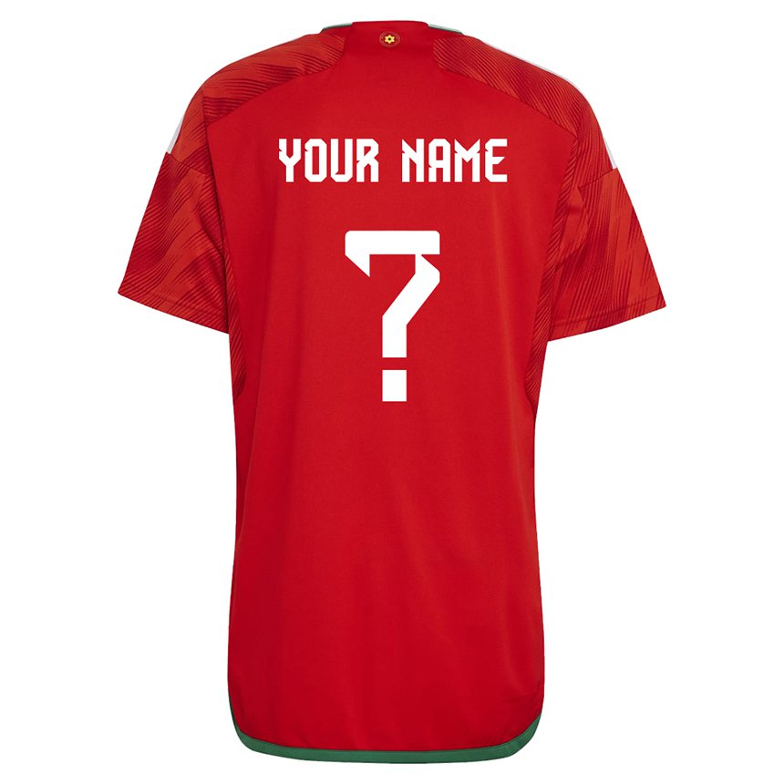 Herren Walisische Ihren Namen #0 Rot Heimtrikot Trikot 22-24 T-shirt