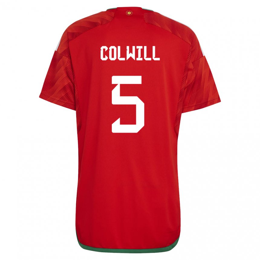 Herren Walisische Rubin Colwill #5 Rot Heimtrikot Trikot 22-24 T-shirt
