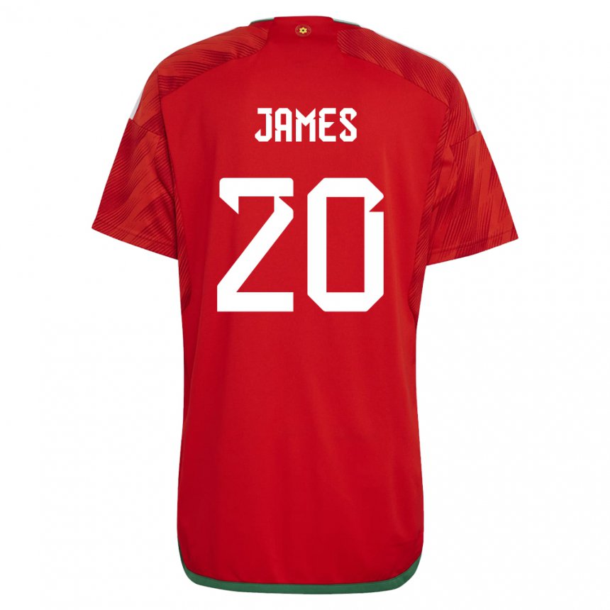 Herren Walisische Daniel James #20 Rot Heimtrikot Trikot 22-24 T-shirt