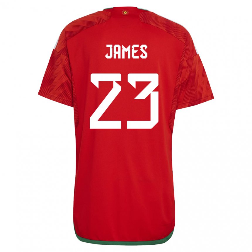 Herren Walisische Jordan James #23 Rot Heimtrikot Trikot 22-24 T-shirt
