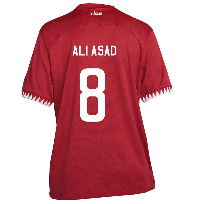 Herren Katarische Ali Asad #8 Kastanienbraun Heimtrikot Trikot 22-24 T-shirt