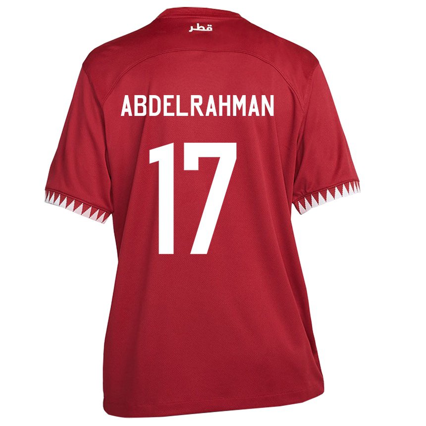 Herren Katarische Abdelrahman Fahmi Moustafa #17 Kastanienbraun Heimtrikot Trikot 22-24 T-shirt