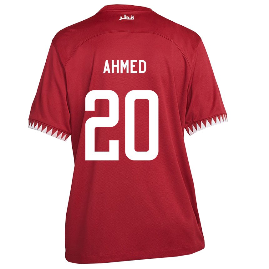 Herren Katarische Ahmed Fadel Hasaba #20 Kastanienbraun Heimtrikot Trikot 22-24 T-shirt