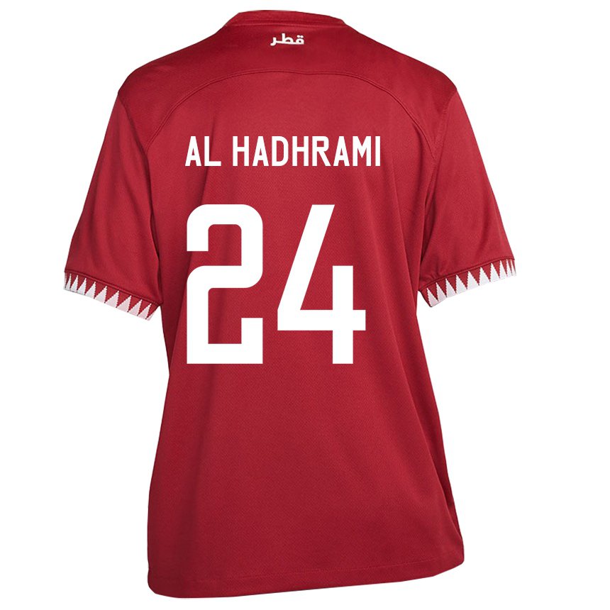 Herren Katarische Naif Abdulraheem Al Hadhrami #24 Kastanienbraun Heimtrikot Trikot 22-24 T-shirt